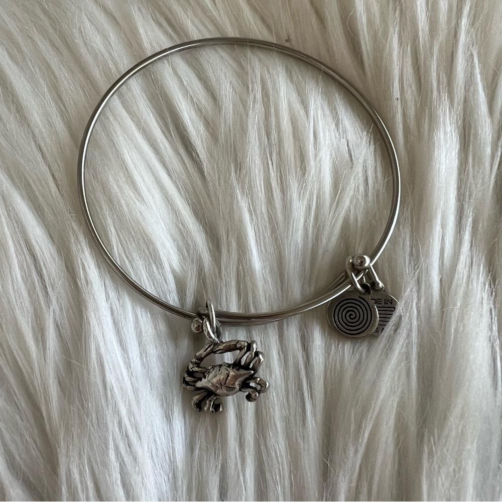 Alex and Ani Rafaelian Silver Crab Charm Bangle Bracelet